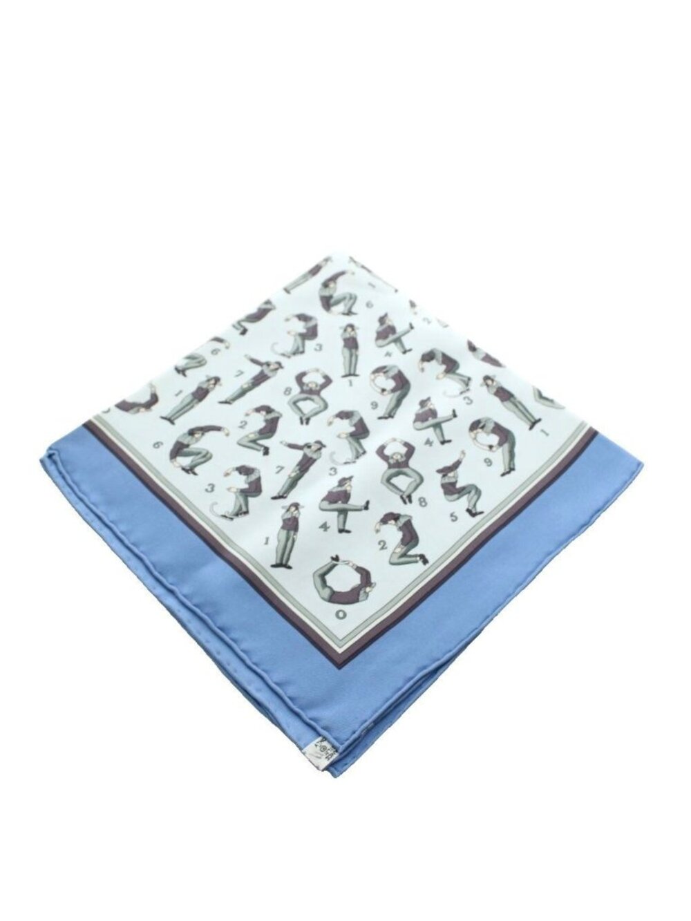 Hermes Carre 45 Gavroche Human Numbers Scarf All Over Pattern Silk Light Blue - Picture 7 of 8